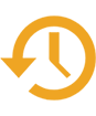 A counter-clockwise arrow pointed down. Clockhands are in the middle.